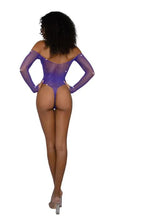 Rhinestone Off Shoulder Bodystocking – Nylon Spandex Bodystocking > Clothes > Bodies and Playsuits
