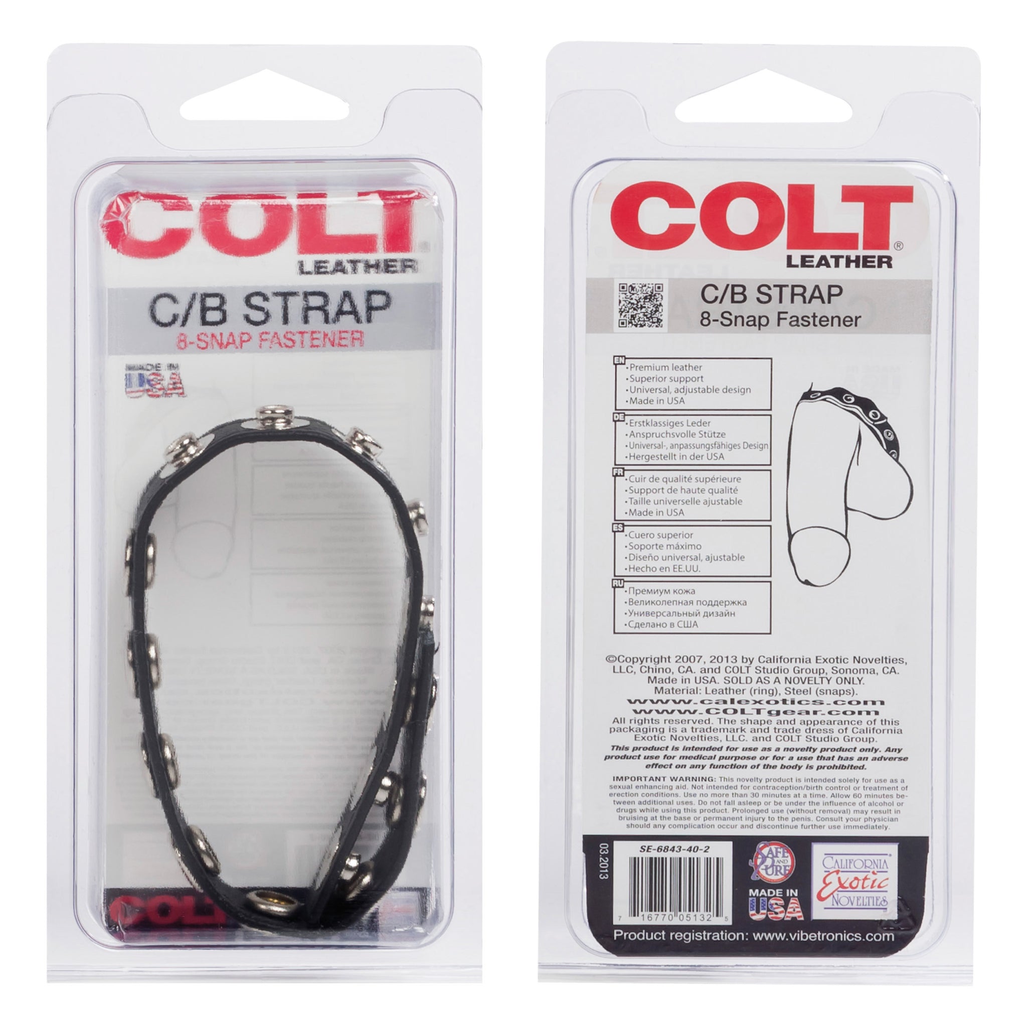 Colt 8 Snap Fastener Leather Strap – Luxury Leather Bondage Strap > Clothes > Mens Leather