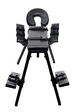Master Series Obedience Extreme Sex Bench with Restraint Straps in Black PU Leather, 27 Inch Height, 50 Inch Width Sex Furniture
