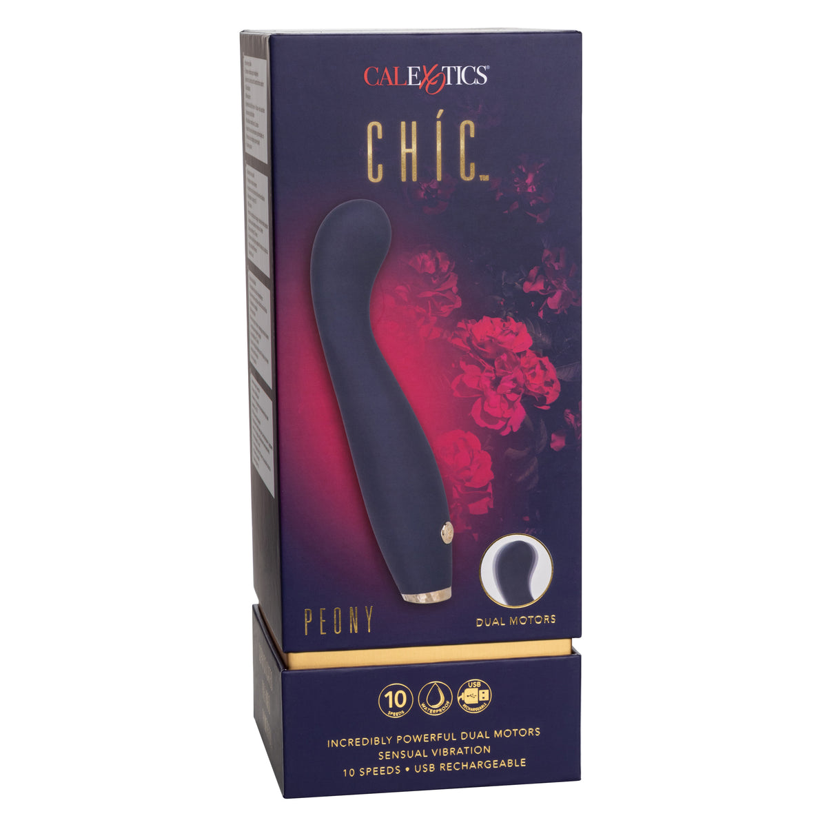 Chic Peony Flexible G-Wand Vibrator with Dual Motors, 10 Speeds, Navy Blue Silicone and Gold Accents > Sex Toys For Ladies > G-Spot Vibrators