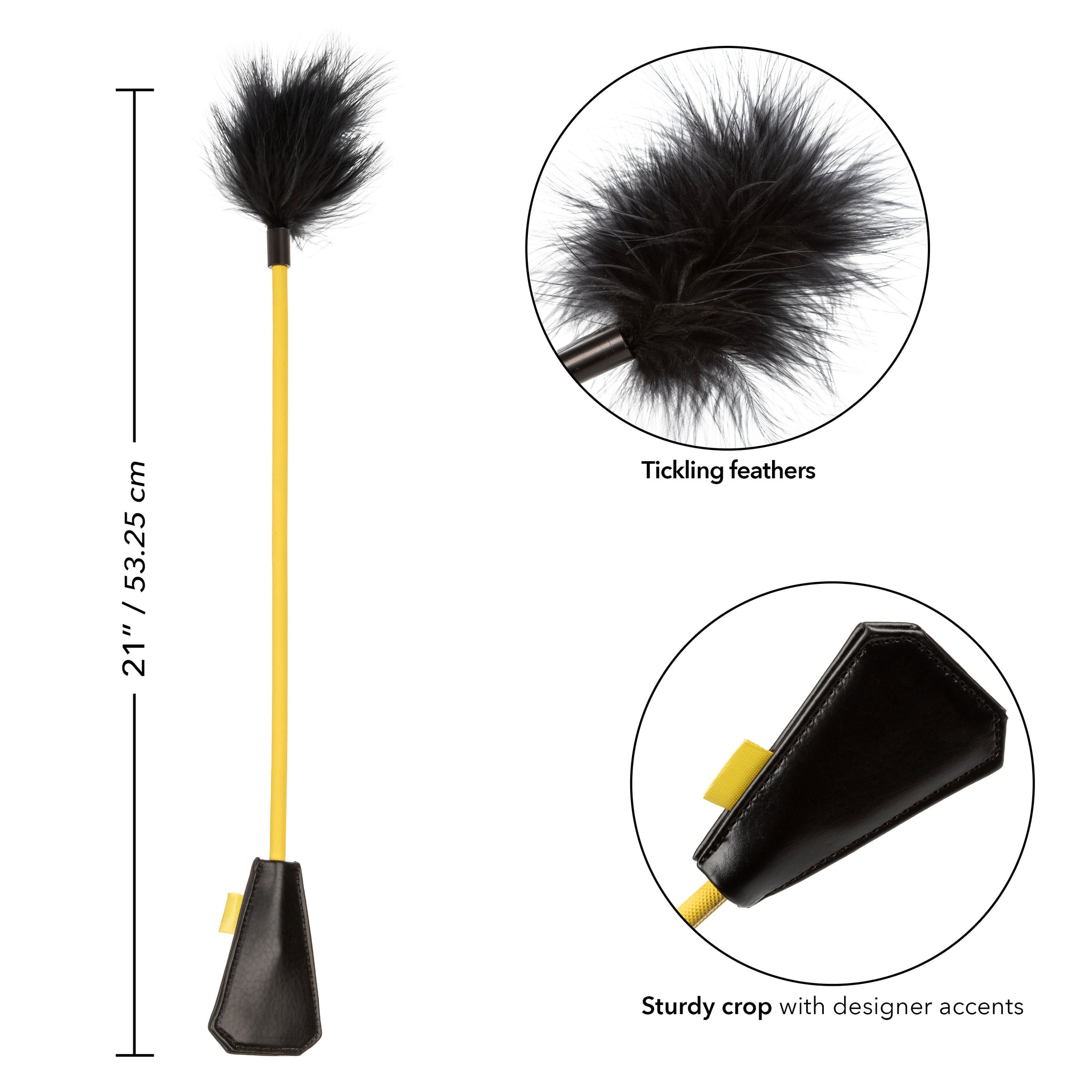 Boundless Feather Crop Black Faux Leather and Feather Tickler BDSM Dual Crop 15 Inch > Bondage Gear > Ticklers