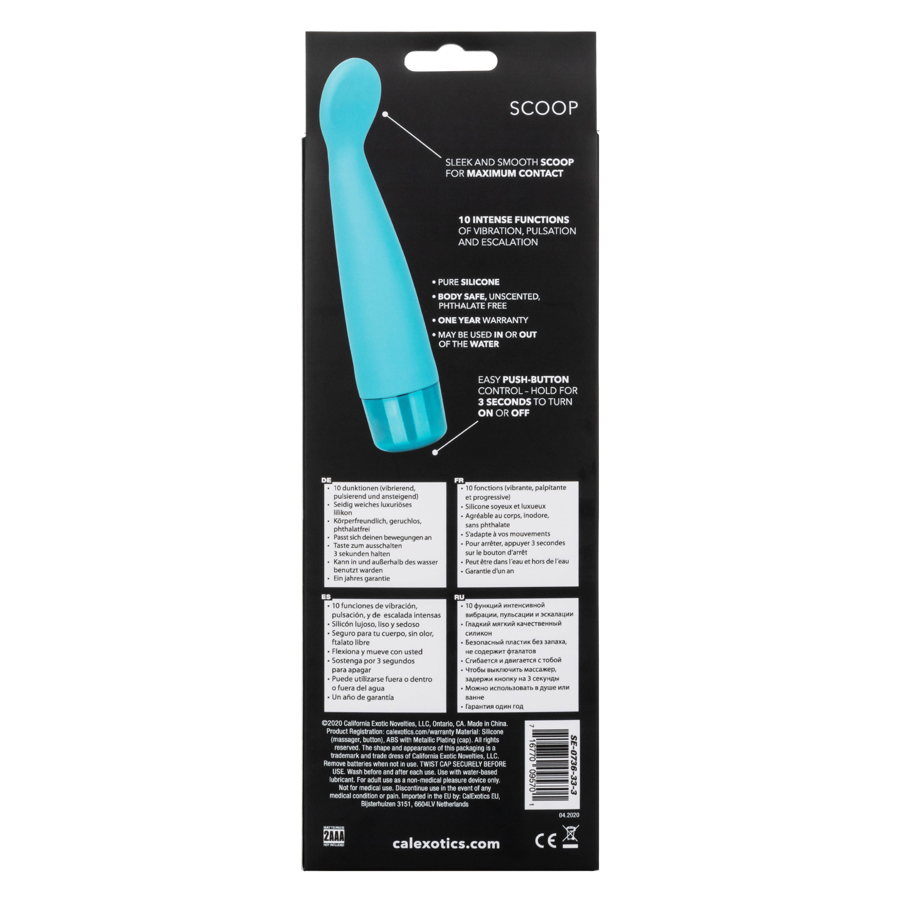 Eden Scoop Flexible Blue Silicone Massager with 10 Vibration Functions and Waterproof Design Blue > Vibrators > Finger Vibrators