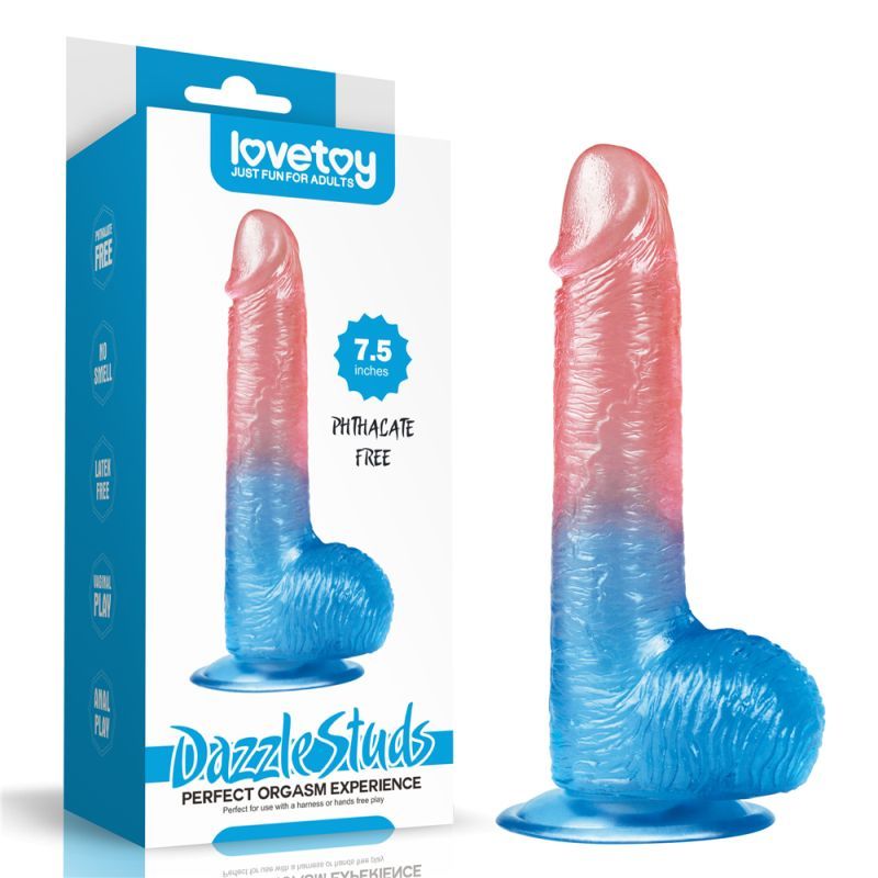 Dazzle Studs Realistic Dildo 7.5 Inch Pink and Blue > Dildos > Realistic Dildos Main image