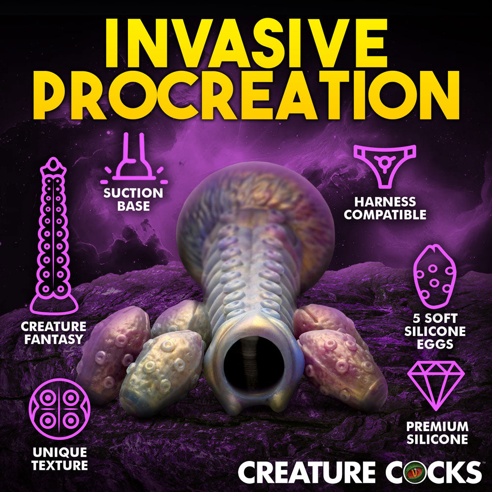 Deep Invader Tentacle Ovipositor (Colored) – Textured Silicone Dildo with Eggs 9 inch > Dildos > Fantasy