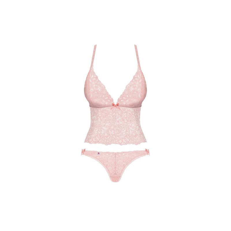 Delicanta Pink Lace Top and Panties Set – Translucent Lace Lingerie Set > Clothes > Bra Sets
