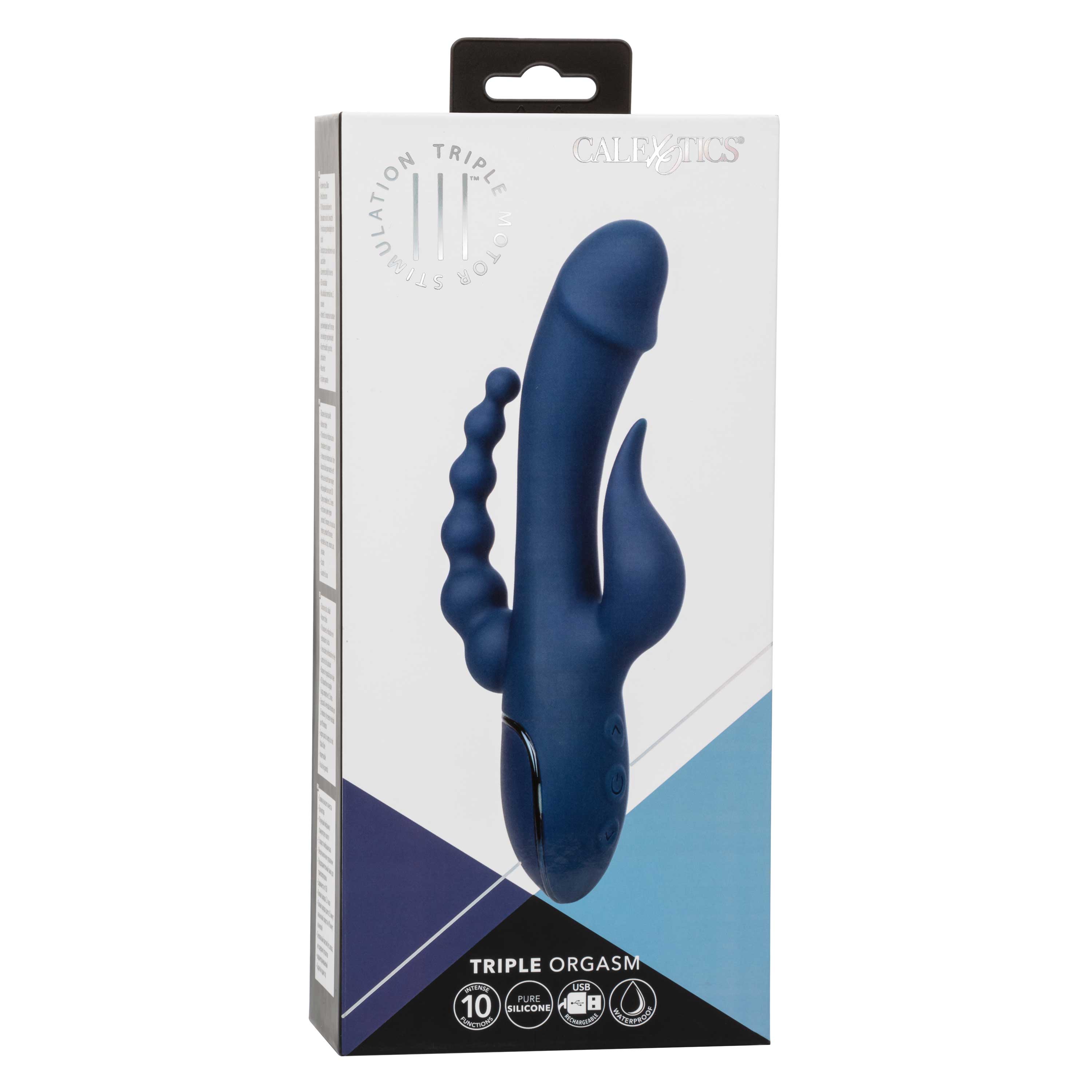 III Triple Orgasm (Blue) – Triple Action Silicone Massager with Vibrating Shaft and Beaded Tail > Vibrators > Ladies > Rabbit Multi