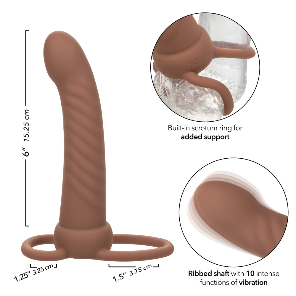 Performance Maxx Rechargeable Ribbed Dual Penetrator Toy Brown Vibrators