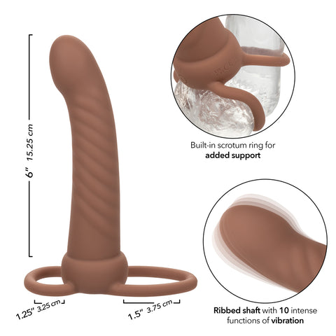 Performance Maxx Rechargeable Ribbed Dual Penetrator Toy Brown Vibrators