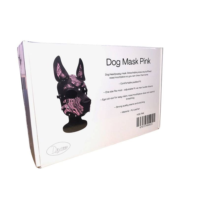 Bold Red Leopard Print Dog Hood Adjustable Fit Leather BDSM Gear Secondary image