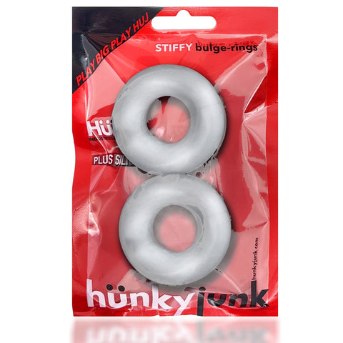 Stiffy 2 Piece Bulge Cockrings by HunkyJunk Ice Clear Clear COCK RING Set