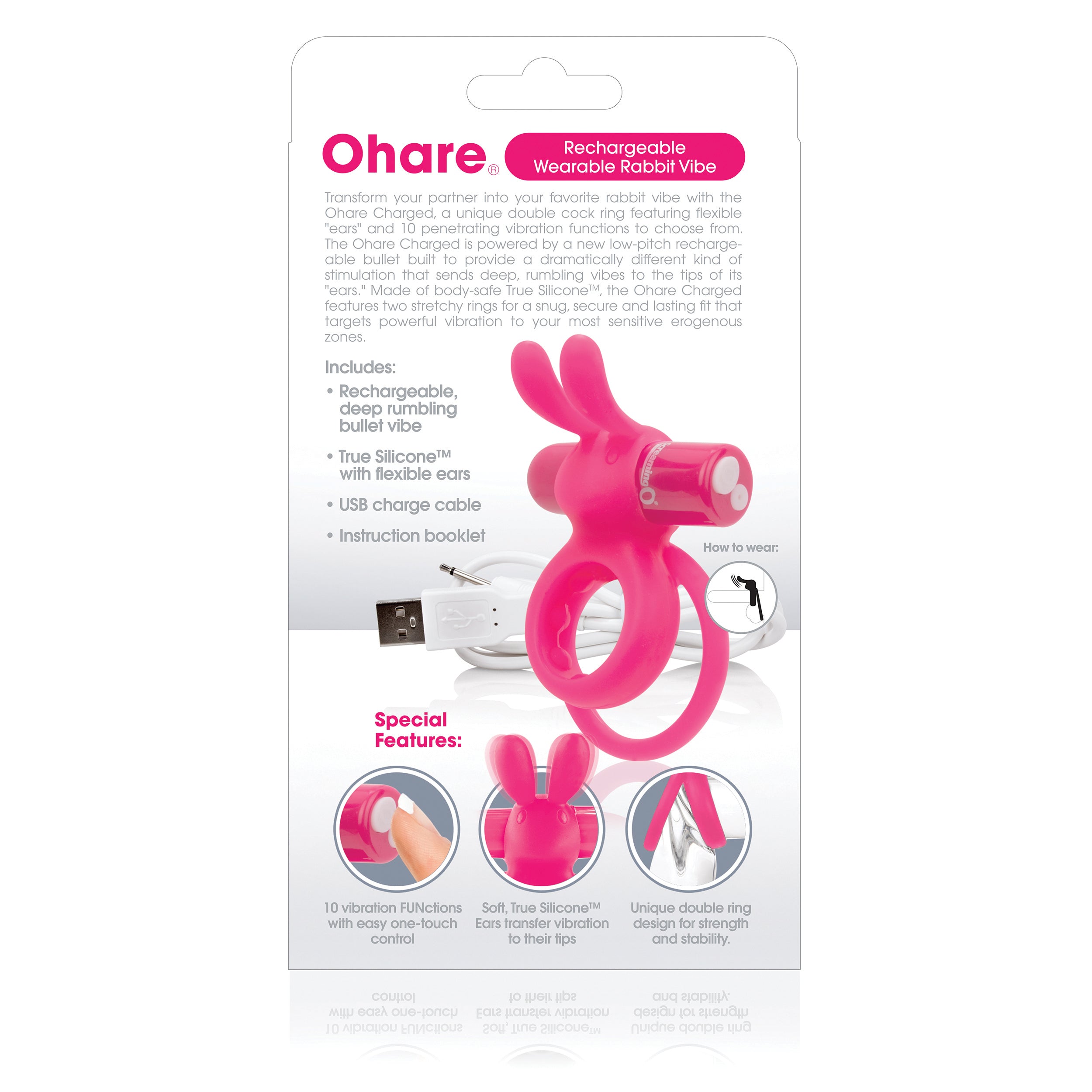 Charged Ohare – Rechargeable Double Cock Ring Rabbit Vibrator > Sex Toys > Couples Toys