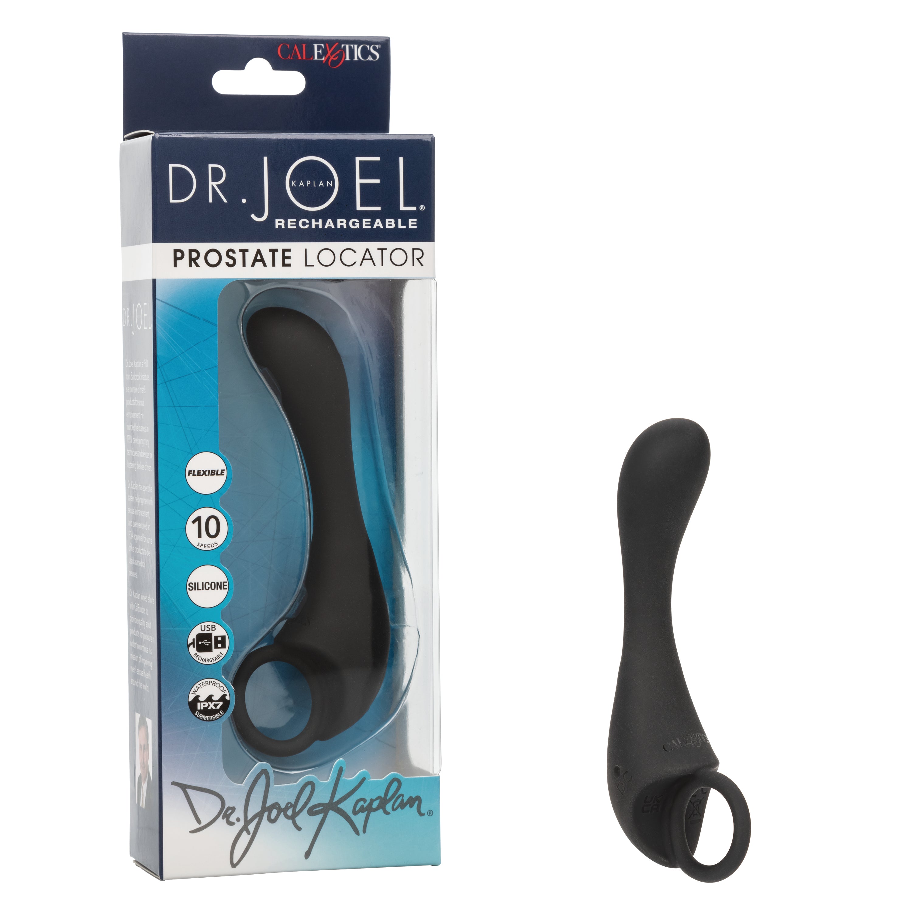 Dr. Joel Kaplan Rechargeable Prostate Locator Black Silicone with 10 Vibration Speeds and USB Charging Prostate Tools