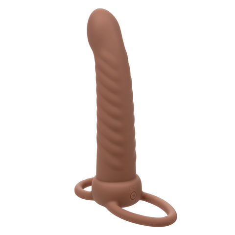 Performance Maxx Rechargeable Ribbed Dual Penetrator Toy Brown Vibrators