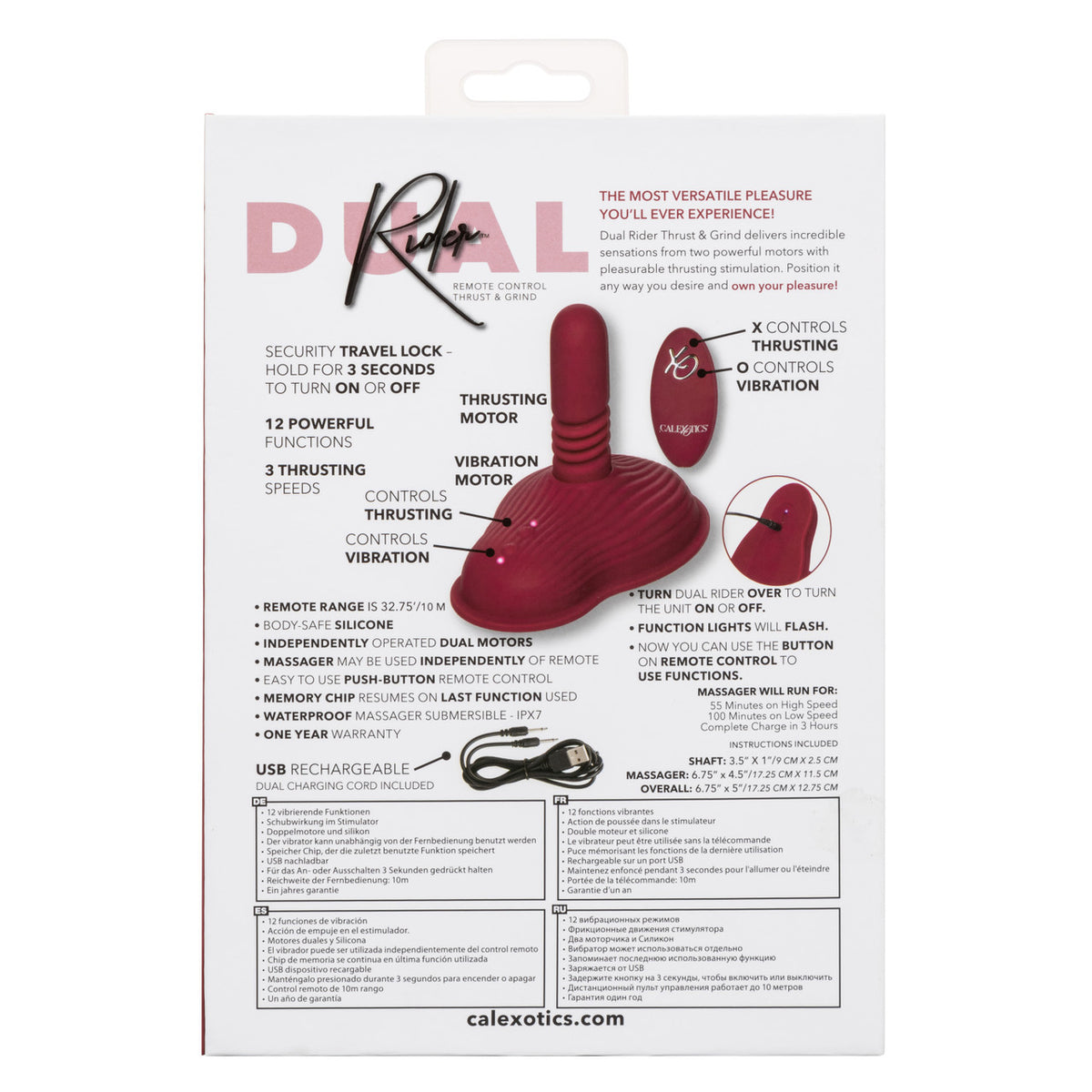 Dual Rider Remote Control Thrust and Grind Waterproof Silicone Massager in Burgundy > Vibrators > Vibrating Pads