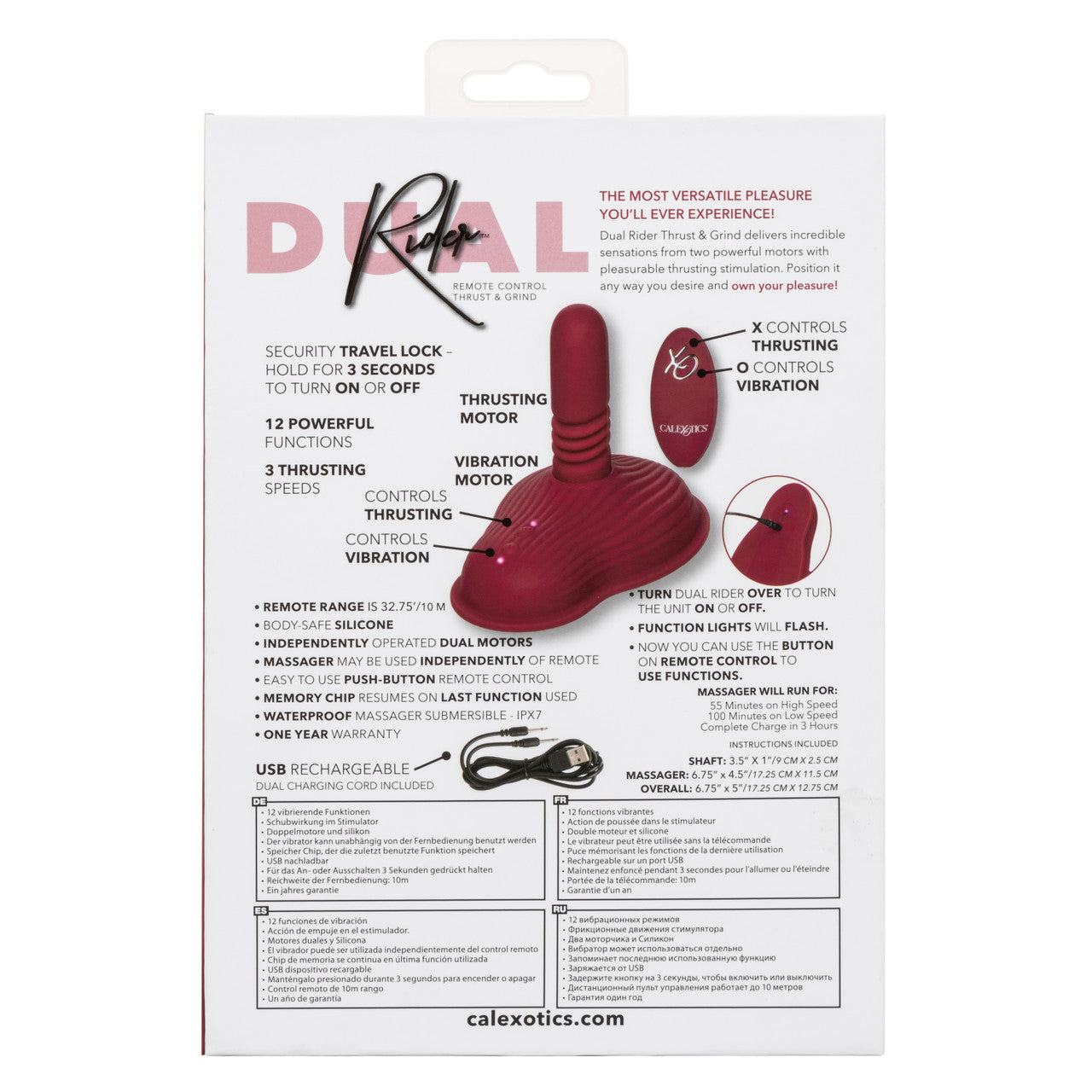 Dual Rider Remote Control Thrust and Grind Waterproof Silicone Massager in Burgundy > Vibrators > Vibrating Pads