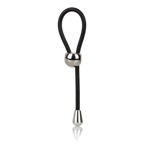 E-Z Cinch Silicone Lasso Adjustable Stretchy Pleasure Ring with Tightening Bead in Black COCK RINGS