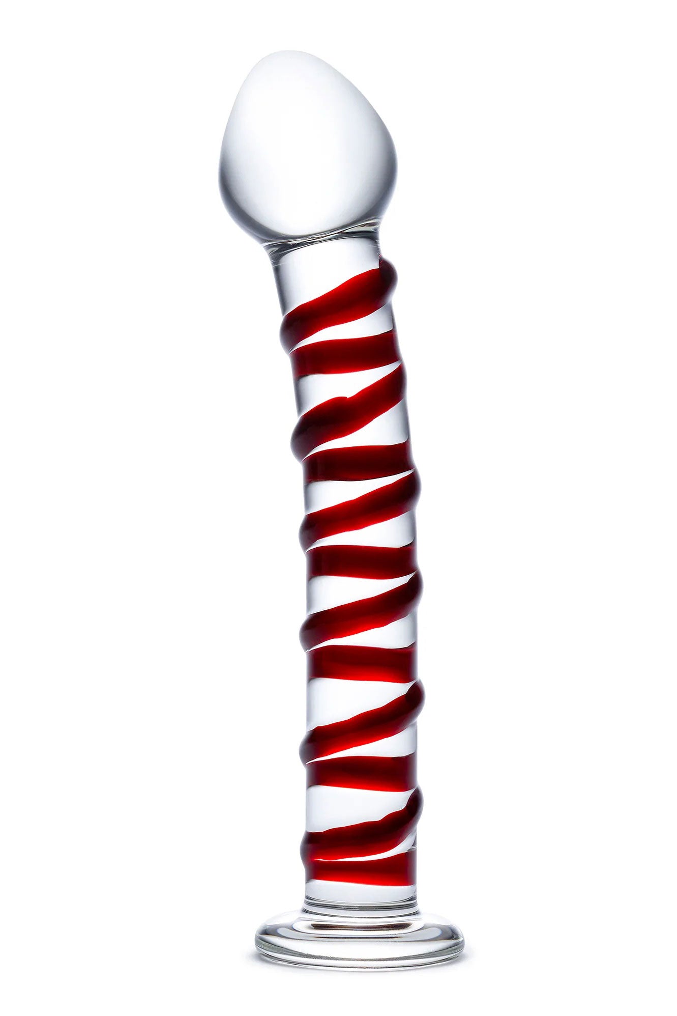 Glas 8 Inch Mr Swirly Spiral Red and Clear Glass Dildo > Glass > Dildos