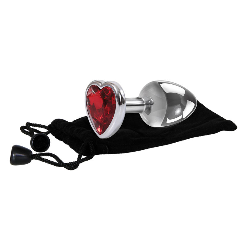 Adam & Eve Red Heart Gen Medium 8.25 cm Metallic Butt Plug > Anal Range > Jewel Butt Plugs