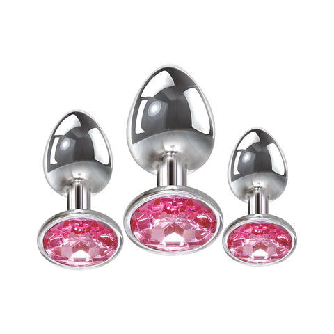 Adam & Eve Pink Gem Anal Plug Set – Metallic Butt Plugs in 3 Sizes > Anal Range > Jewel Butt Plugs