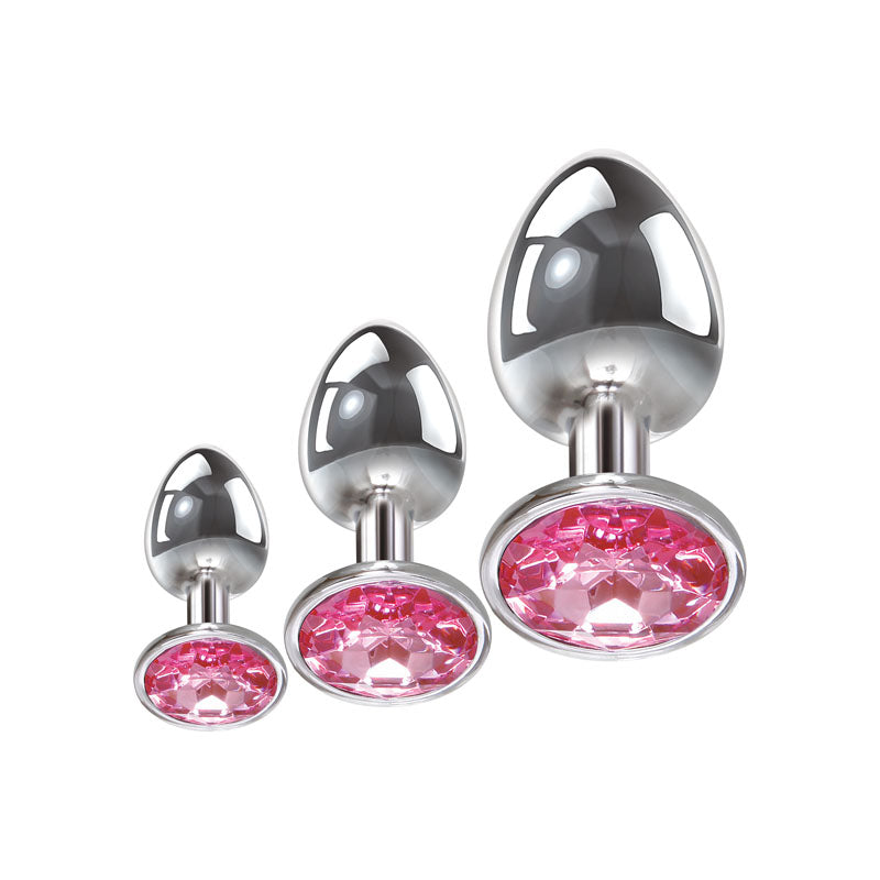 Adam & Eve Pink Gem Anal Plug Set – Metallic Butt Plugs in 3 Sizes > Anal Range > Jewel Butt Plugs