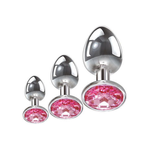Adam & Eve Pink Gem Anal Plug Set – Metallic Butt Plugs in 3 Sizes > Anal Range > Jewel Butt Plugs