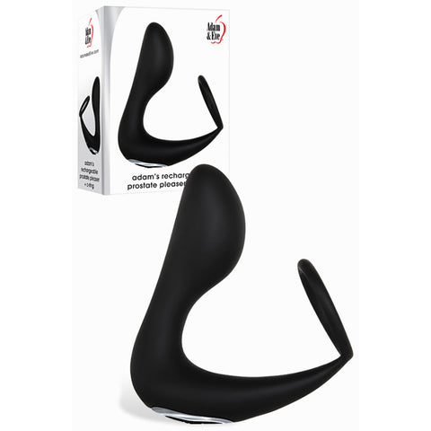 Adam & Eve Adam's Rechargeable Prostate Pleaser and C-Ring – USB Rechargeable 10-Speed Anal Plug with Cock Ring Black Prostate Tools