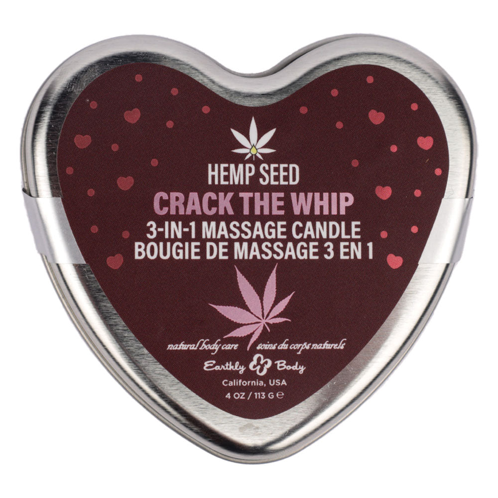 EB Hemp Seed 3 in 1 Candle 113g - Crack The Whip, Rose Amber Scent Massage Oil