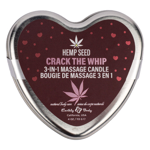 EB Hemp Seed 3 in 1 Candle 113g - Crack The Whip, Rose Amber Scent Massage Oil