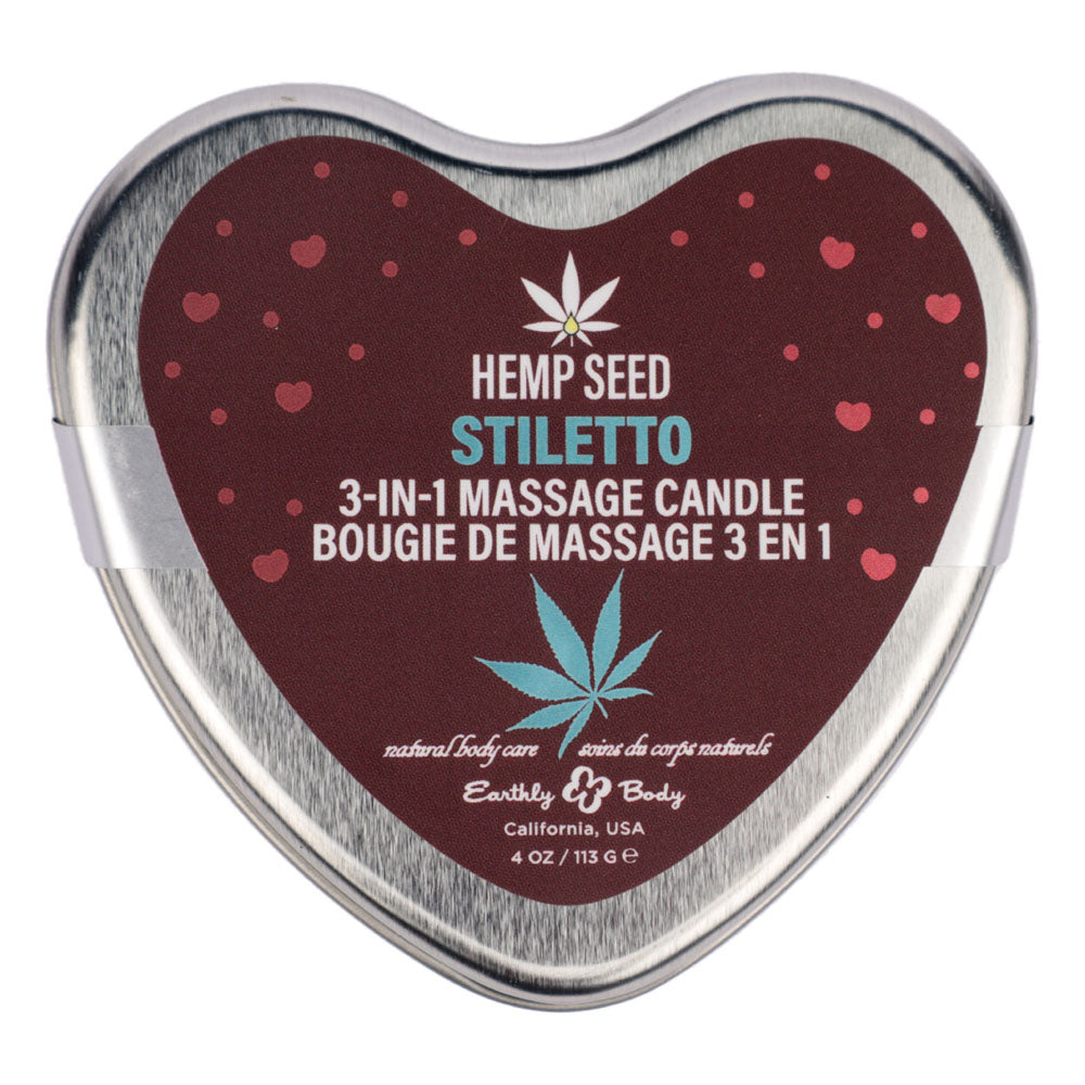 EB Hemp Seed 3 in 1 Massage Heart Candle 113g - Stiletto Scented Secondary image