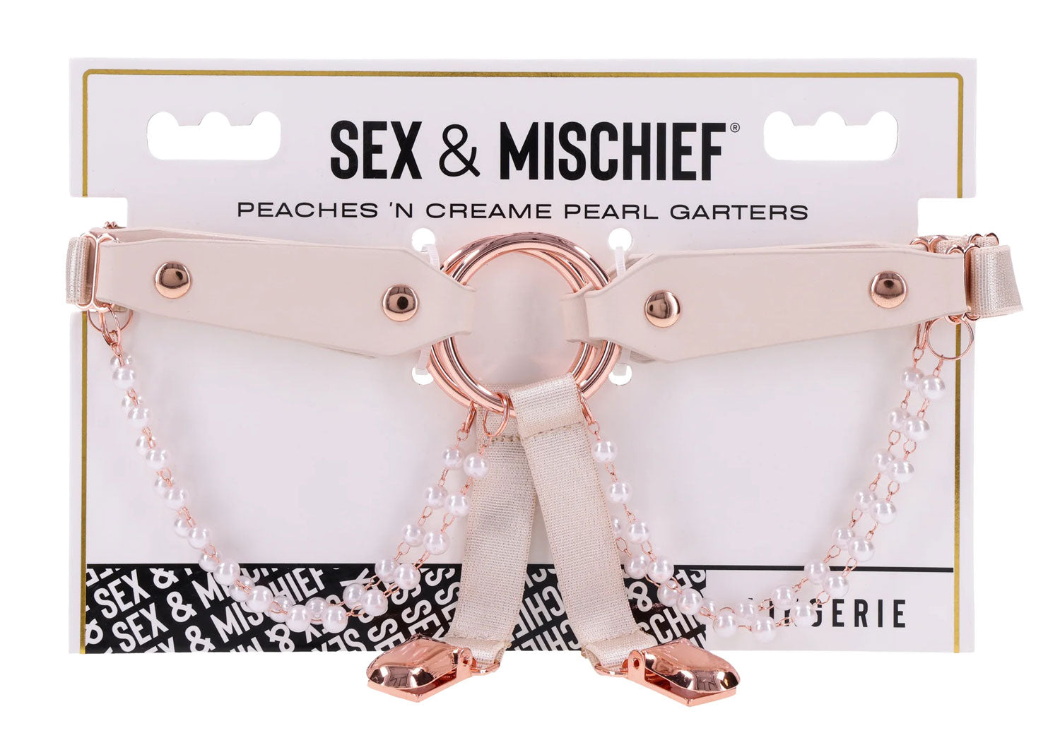 Peaches N Creame Pearl Garters (Peach) – Elegant Garters Peach > Clothes > Hosiery > Garterbelt Sets Main image