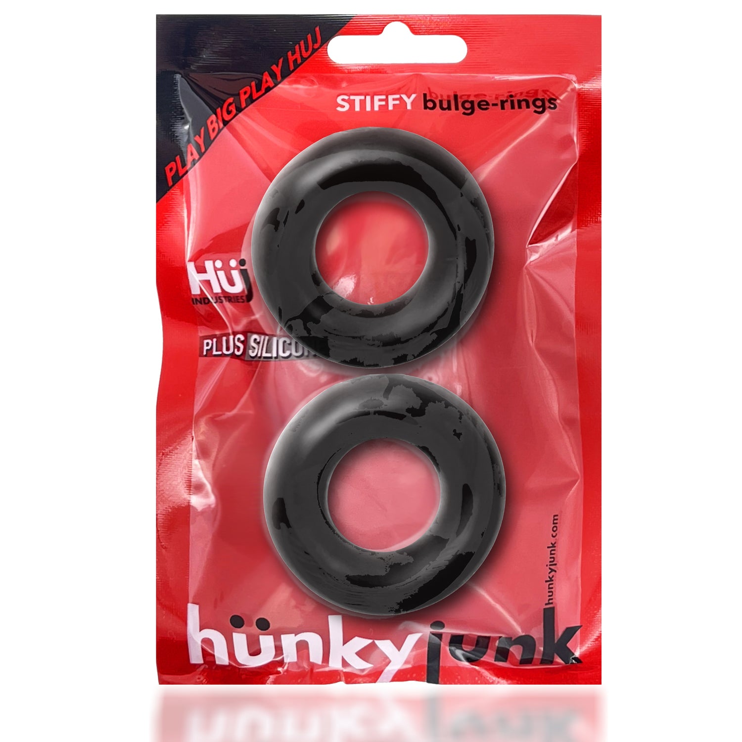 Stiffy 2 Piece Bulge Cockrings by HunkyJunk Tar Ice Black One Size > Cock Ring > Single