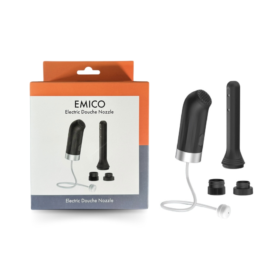Emico Electric Douche Nozzle Waterproof with 3 Speeds and 5 Spout Options Black Silicone Secondary image