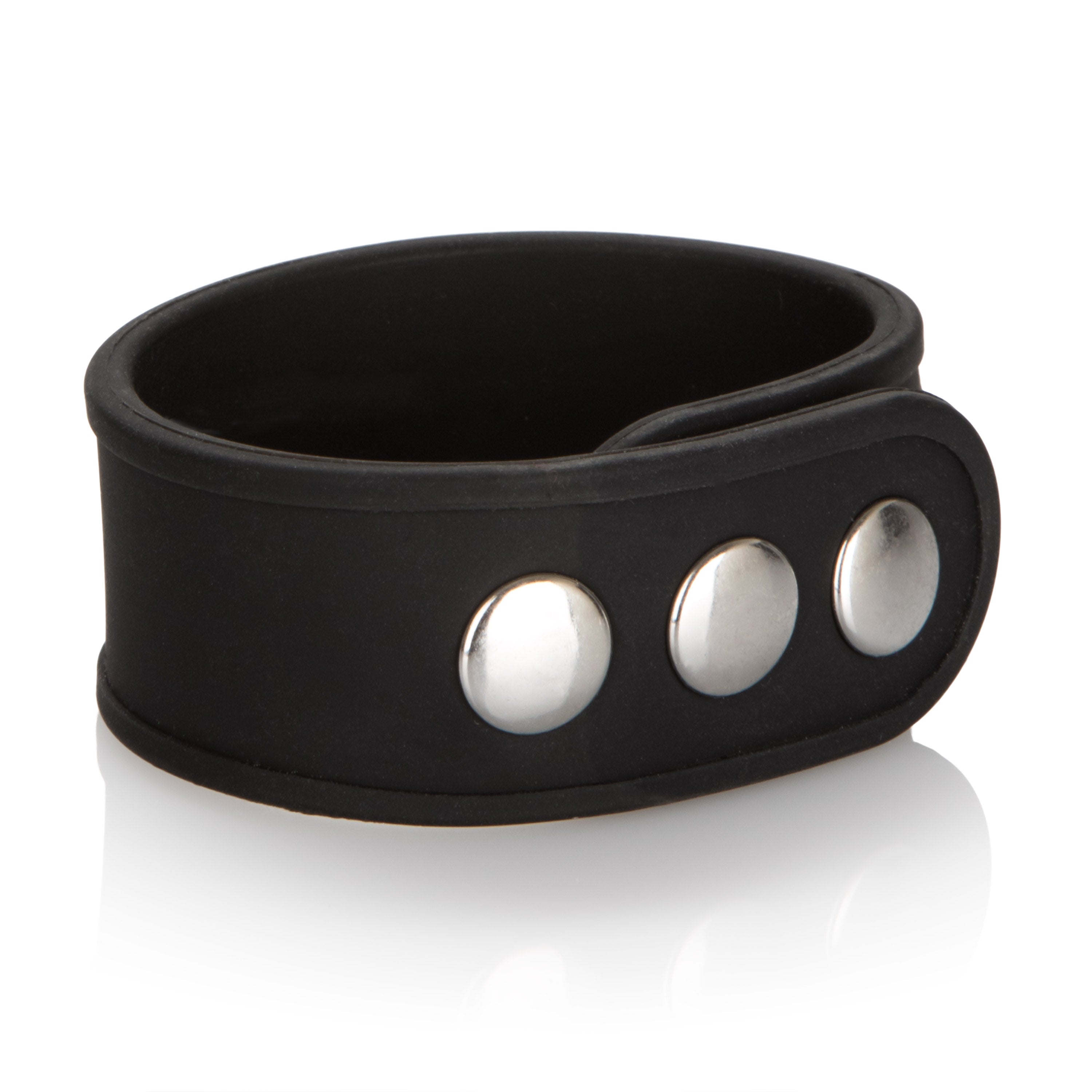 Silicone Tri-Snap Erection Ring Black with Adjustable Heavy-Duty Hardware Black > Cock Ring > Adjustable