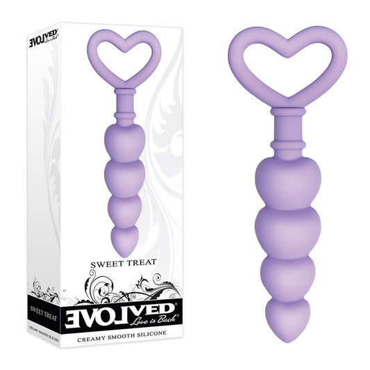 Evolved Sweet Treat - 11.5 cm Beaded Butt Plug with Handle Purple ANAL TOYS