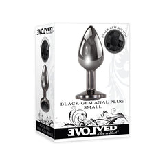 Evolved Black Gem Anal Plug - Small - Metallic 7.1 cm Small Butt Plug with Black Gem Base