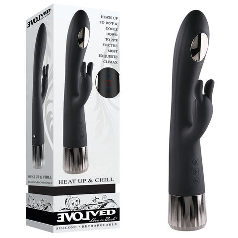 Evolved Heat Up and Chill Heating and Cooling Rabbit Vibrator Black VIBRATORS-RABBIT