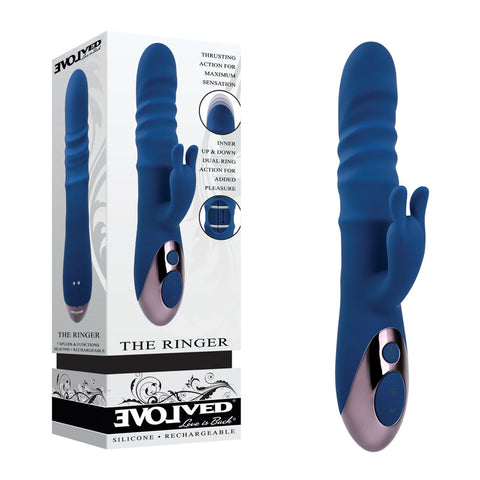 Evolved The Ringer 23.8 cm USB Rechargeable Rabbit Vibrator Blue VIBRATORS-RABBIT