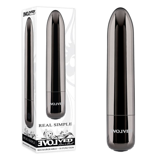 Evolved REAL SIMPLE - Black  10 cm USB Rechargeable Bullet