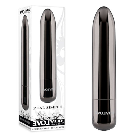 Evolved Real Simple (Black) – USB Rechargeable 10 cm Bullet Vibrator > Sex Toys For Ladies > Finger Vibrators