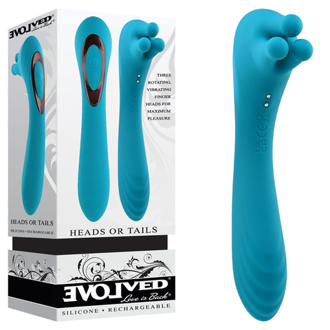 Evolved Heads or Tails Dual Ended Massager Teal VIBRATORS
