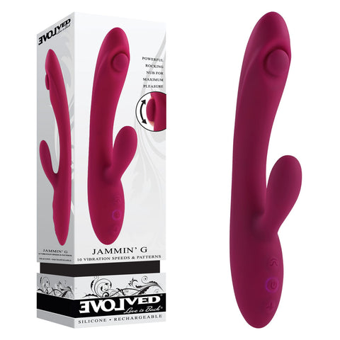 Evolved JAMMIN' G Dual Vibrator 20.1cm Waterproof Red > Vibrators > Ladies > Rabbit