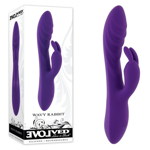 Evolved Wavy Rabbit 20.6 cm USB Rechargeable Rabbit Vibrator Purple VIBRATORS-RABBIT