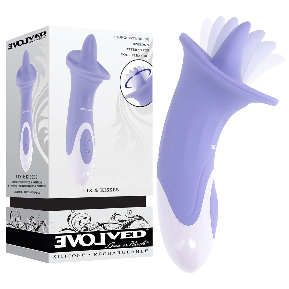 Evolved LIX & KISSES - Purple Rechargeable Flicking Tongue Stimulator