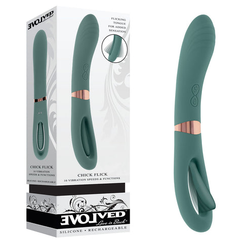 Evolved CHICK FLICK Double-Ended Vibrator 24 cm Green STIMULATORS