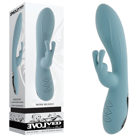 Boss Bunny Blue Silicone Rabbit Vibrator with Dual Stimulation > Vibrators > Ladies > Rabbit