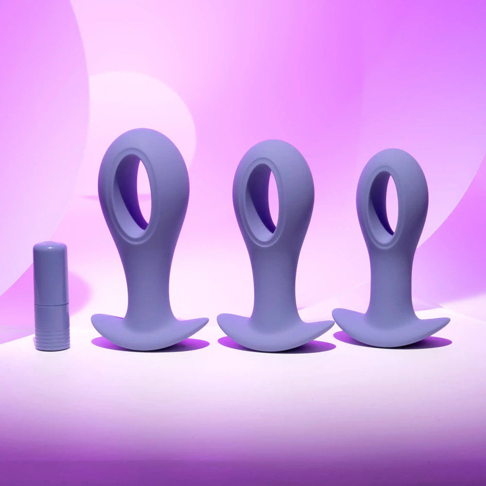 Evolved Hole Punch Plug Set Butt Plugs with Interchangeable Bullet Set of 3 Sizes Butt Plugs - Vibrating