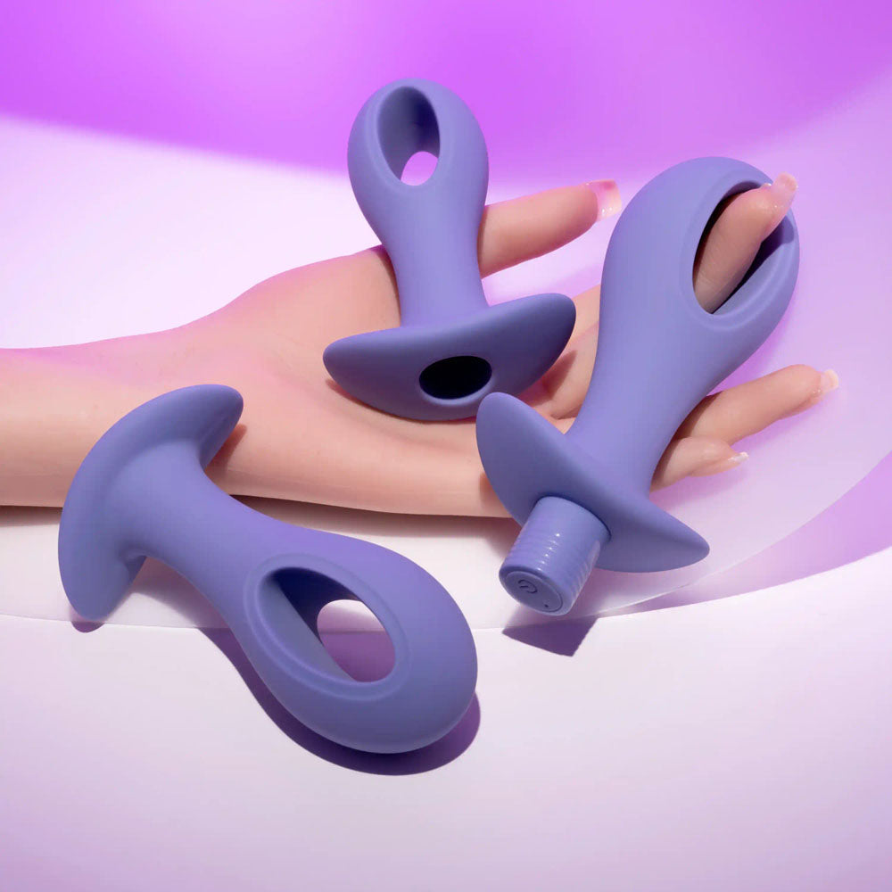Evolved Hole Punch Plug Set Butt Plugs with Interchangeable Bullet Set of 3 Sizes Butt Plugs - Vibrating