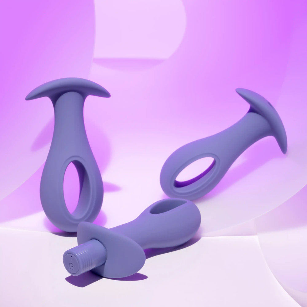 Evolved Hole Punch Plug Set Butt Plugs with Interchangeable Bullet Set of 3 Sizes Butt Plugs - Vibrating