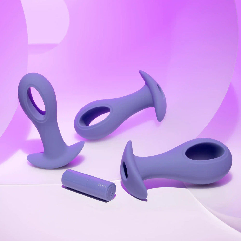 Evolved Hole Punch Plug Set Butt Plugs with Interchangeable Bullet Set of 3 Sizes Butt Plugs - Vibrating