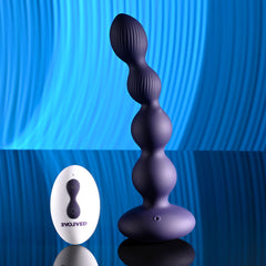 Evolved PLEASURE ORBIT - Navy  17.8 cm USB Rechargeable Twirling & Vibrating Anal Beads with Remote